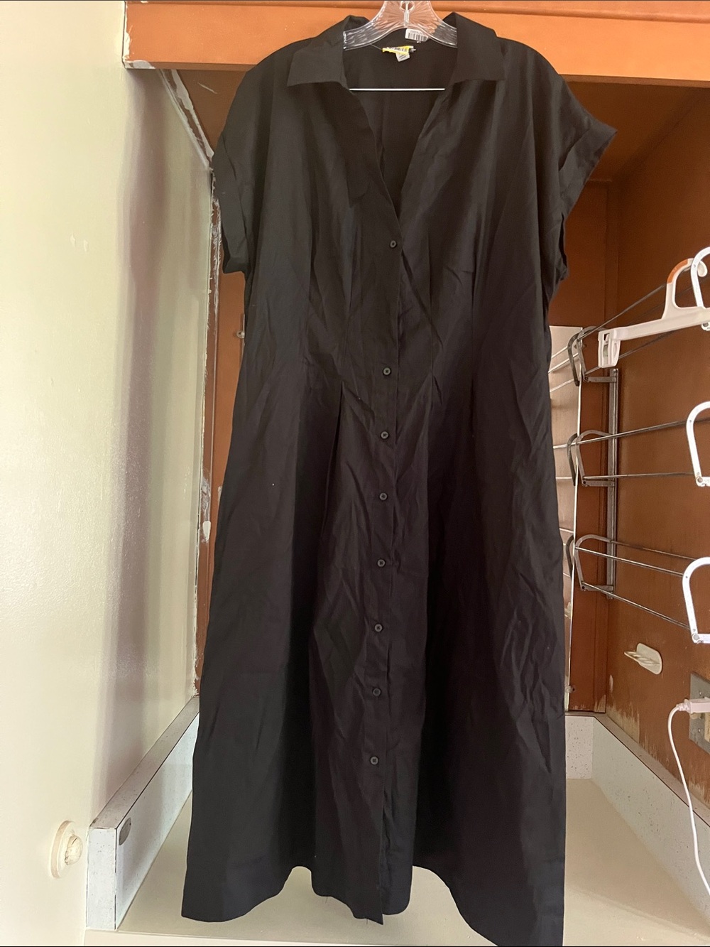 a new day Black Button-Front Midi Shirt Dress